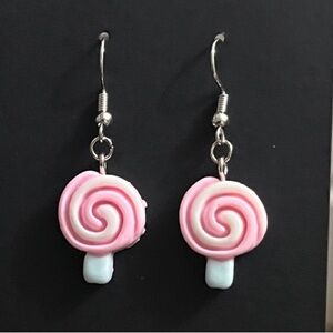 Pink Swirl Lollipop Earrings